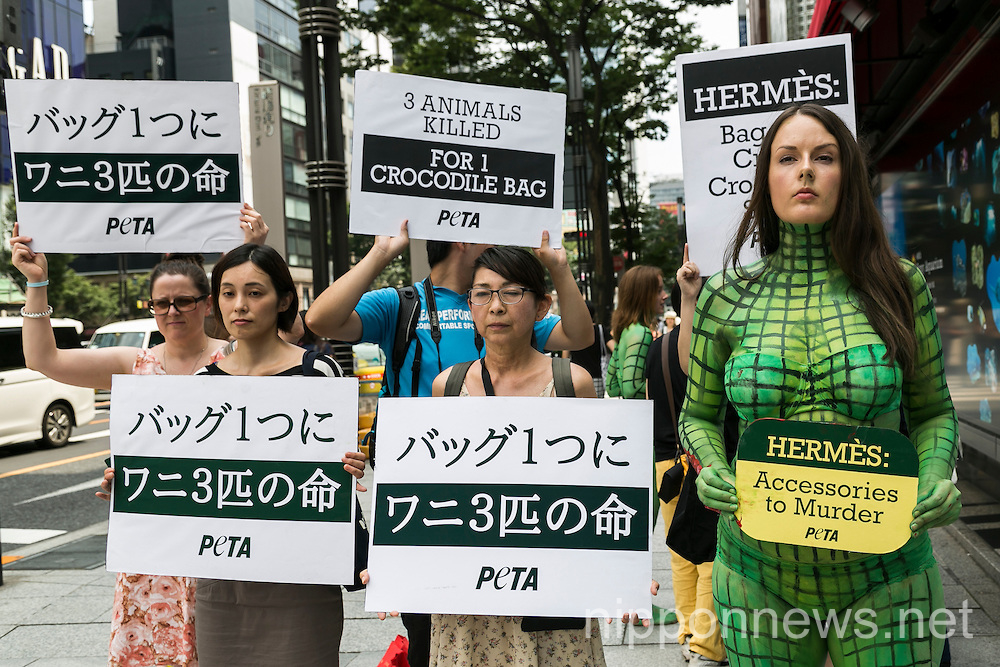PETA protests in HK on claims of Hermes Birkin crocodile cruelty